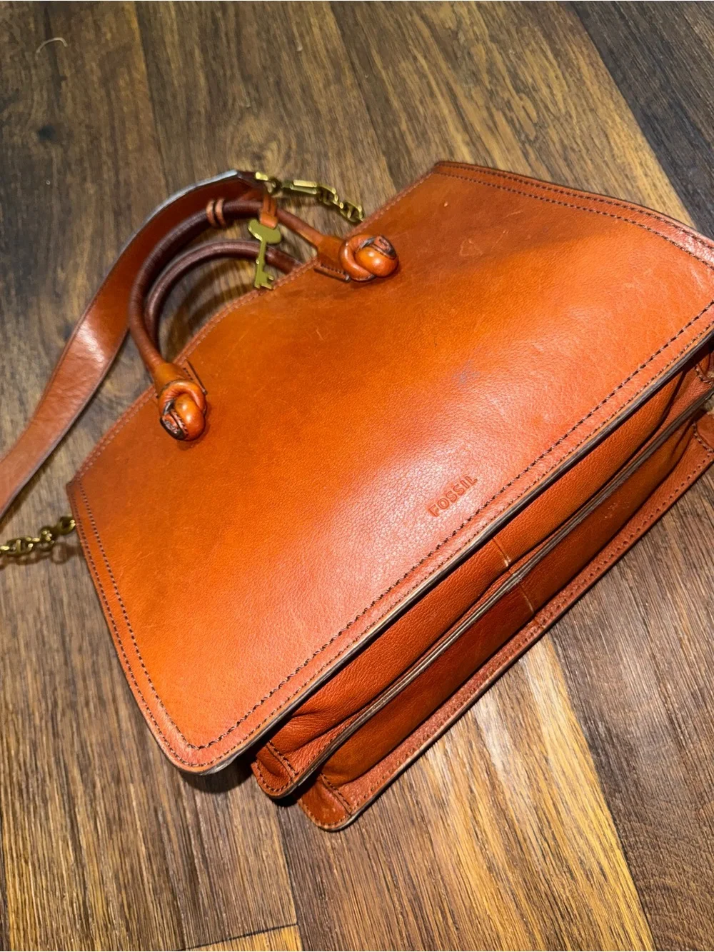 Fossil Women's Cognac Leather Satchel